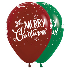 Ballons imprimés 12inch (30cm) - Merry Christmas - Happy Santa - Sempertex France
