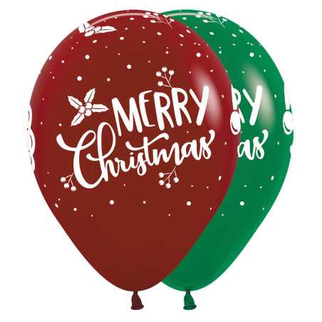 Ballons imprimés 12inch (30cm) - Merry Christmas - Happy Santa - Sempertex France