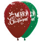 Ballons ronds 12" (30cm) imprimés Merry Christmas - Happy Santa  – 25 Pcs