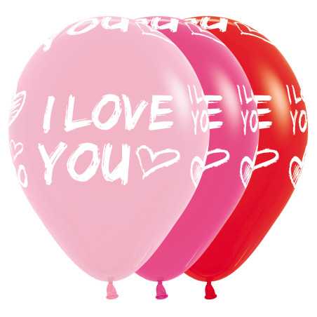 Ballons imprimés 12" (30cm) - I Love You - 25 Pcs  Sempertex France