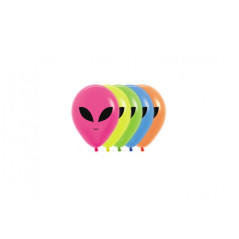 Ballons Imprimés 5 inch (12cm) Alien - Neon Assortment  - 50 Pcs - Sempertex France