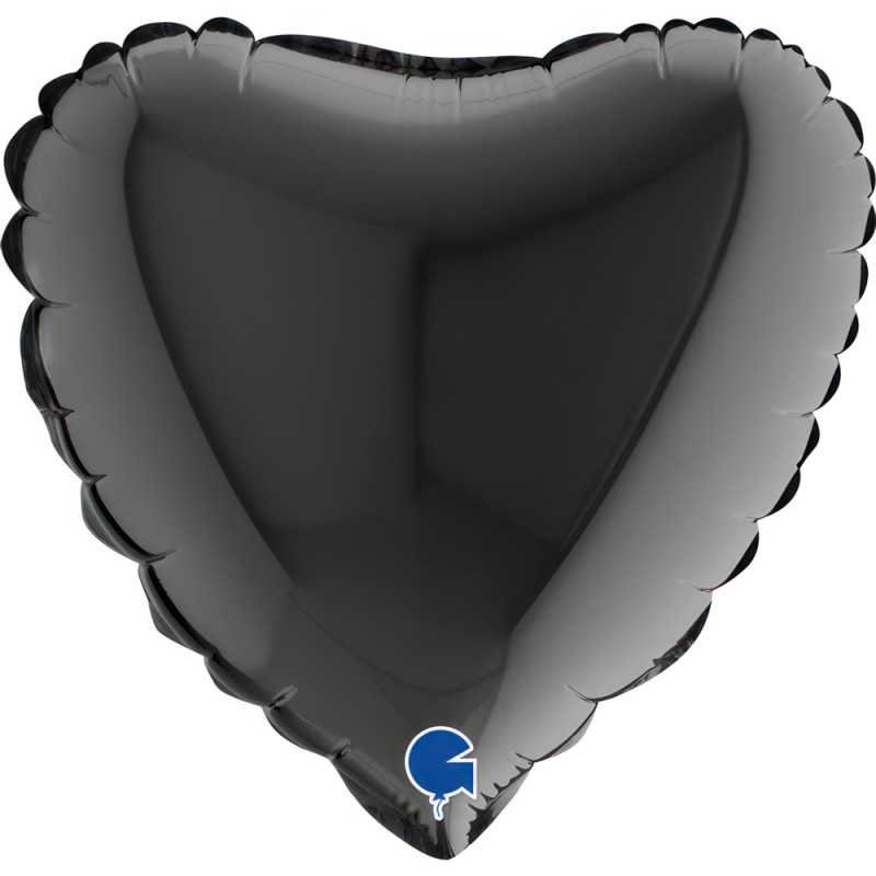 Ballon cœur 09" (22cm) - Black - 10 Pcs