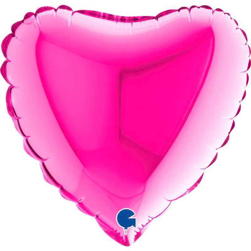 Ballon cœur 09" (22cm) - Magenta - 10 Pcs