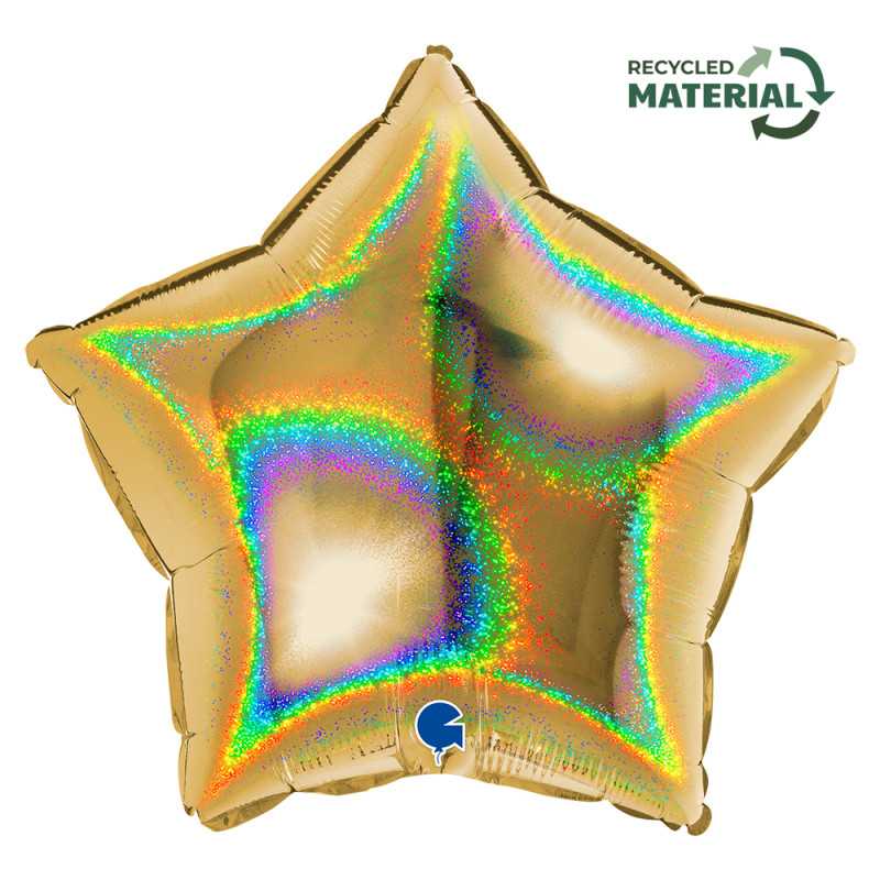 Ballon étoile 18" (45cm) - Glitter Holographic Gold 5
