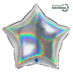Ballon étoile 18inch (45cm) - Glitter Holographic Silver - Sempertex France