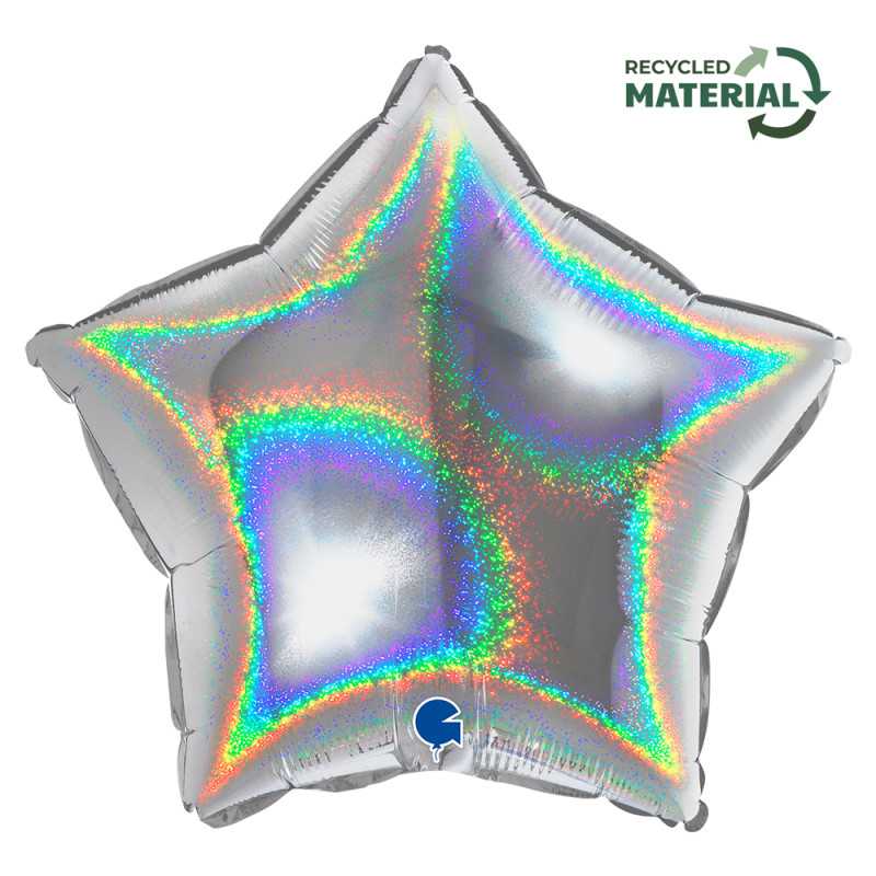Star balloon 18" (45cm) - Glitter Holographic Silver