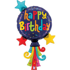 Ballon Happy Birthday streamer 40inch (102cm) - Sempertex France