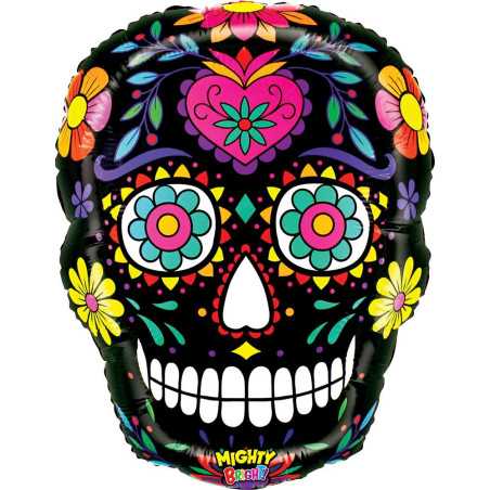 Ballon Crâne Noir dia de muertos 22inch (55cm) - Sempertex France