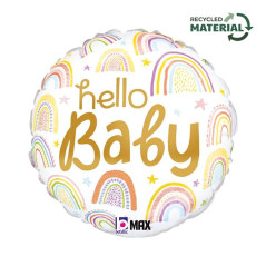 Ballon rond Hello Baby Arc-en-ciel 18inch (45cm) - Sempertex France
