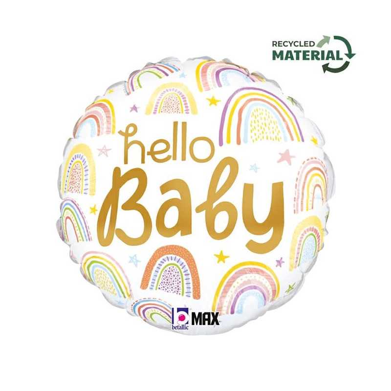Ballon rond Hello Baby Arc-en-ciel 18" (45cm)