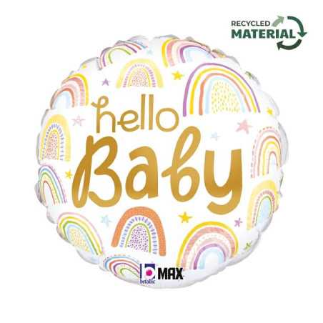Ballon rond Hello Baby Arc-en-ciel 18inch (45cm) - Sempertex France