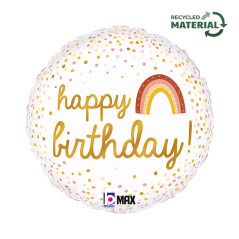 Ballon rond Happy Birthday Boho 18inch (45cm) - Sempertex France