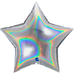 Ballon étoile 36inch (90cm) - Glitter Holographic Silver - Sempertex France