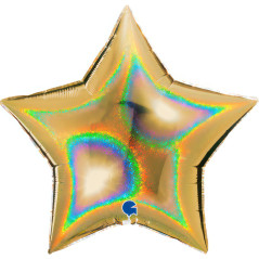 Ballon étoile 36inch (90cm) - Glitter Holographic Gold 5 - Sempertex France