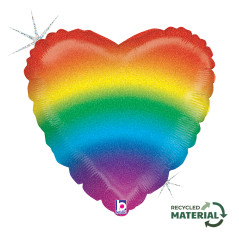 Ballon Cœur arc-en-ciel pailleté 18inch (45cm) - Sempertex France