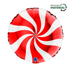 Ballon rond Candy Rouge et Blanc 18inch (45cm) - Sempertex France