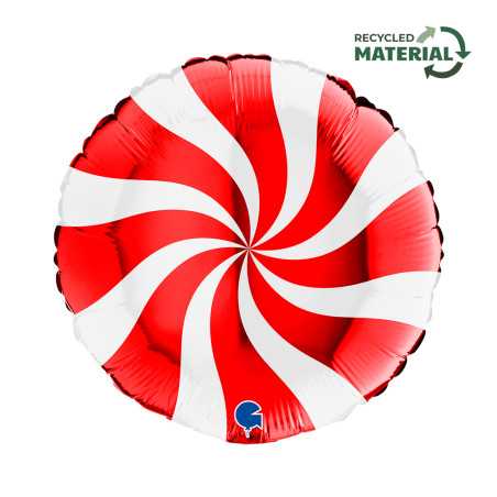Ballon rond Candy Rouge et Blanc 18inch (45cm) - Sempertex France