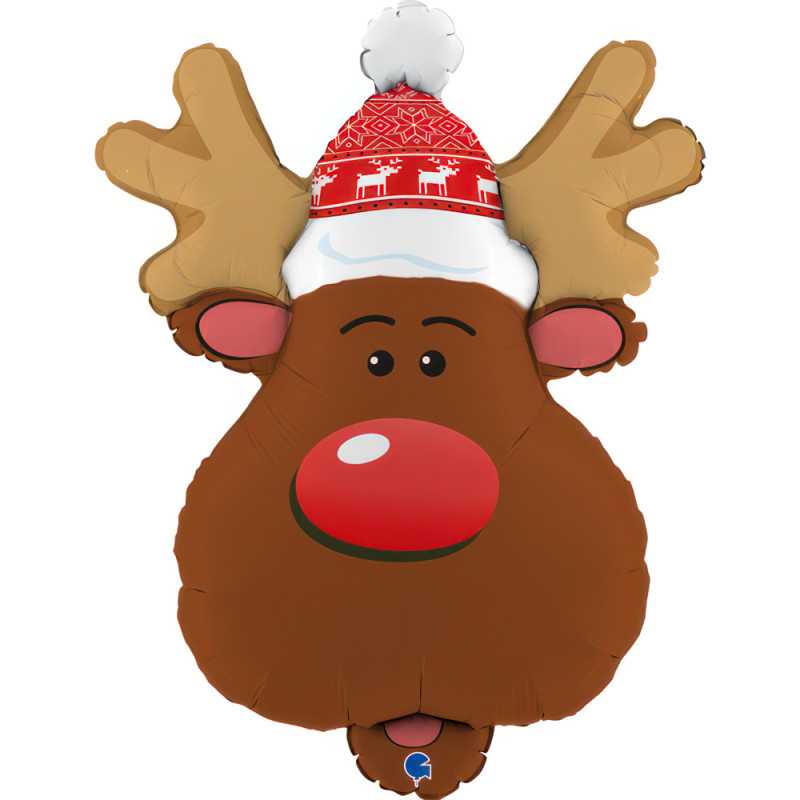 Smiling reindeer head balloon 27" (67.5cm)