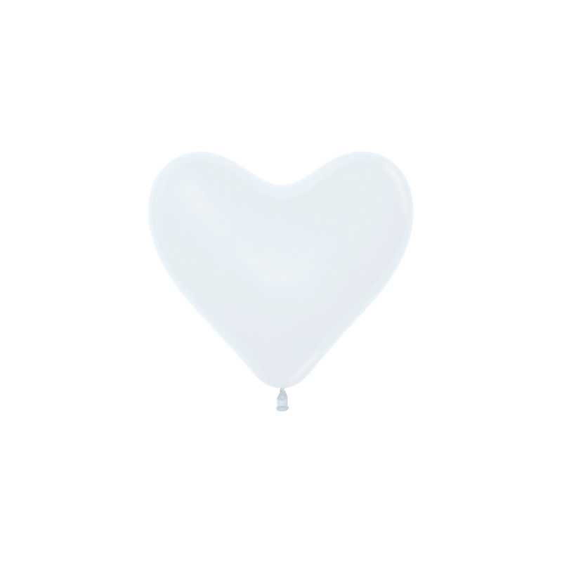 Ballons cœurs 6" (15cm) blanc (White 005) – 50 Pcs