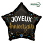 Happy Birthday Star Balloon Black 18" (45cm)
