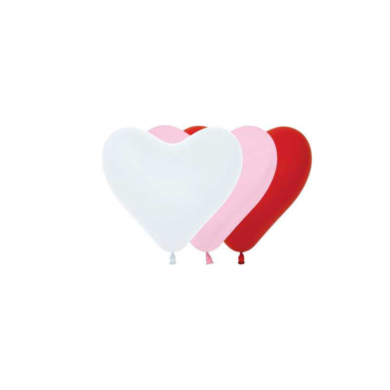 Ballons cœurs 6" (15cm) assortiment (Love Assortment) – 50 Pcs