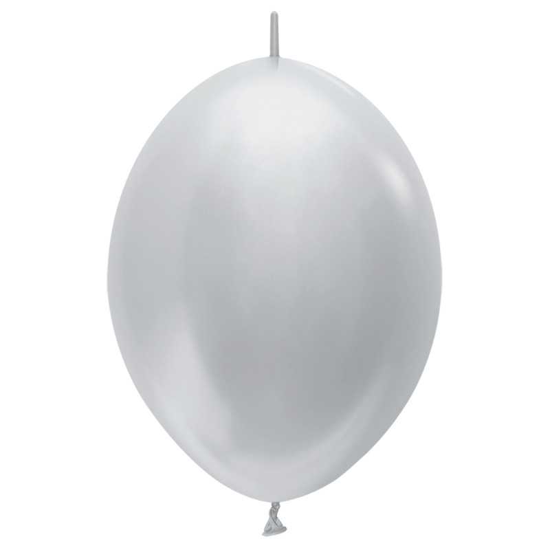 Link-O-Loon Balloons 12" (30cm) Pearl Silver (Pearl Silver 481) – 50 Pcs