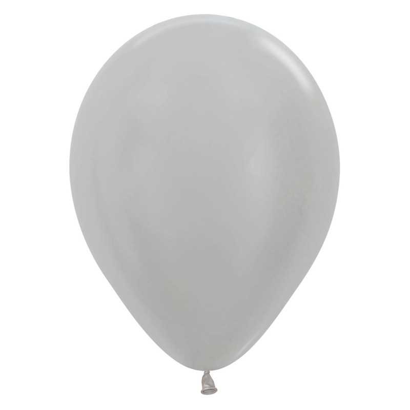 Ballons ronds 12" (30cm) argent perlé (Pearl Silver 481) – 50 Pcs