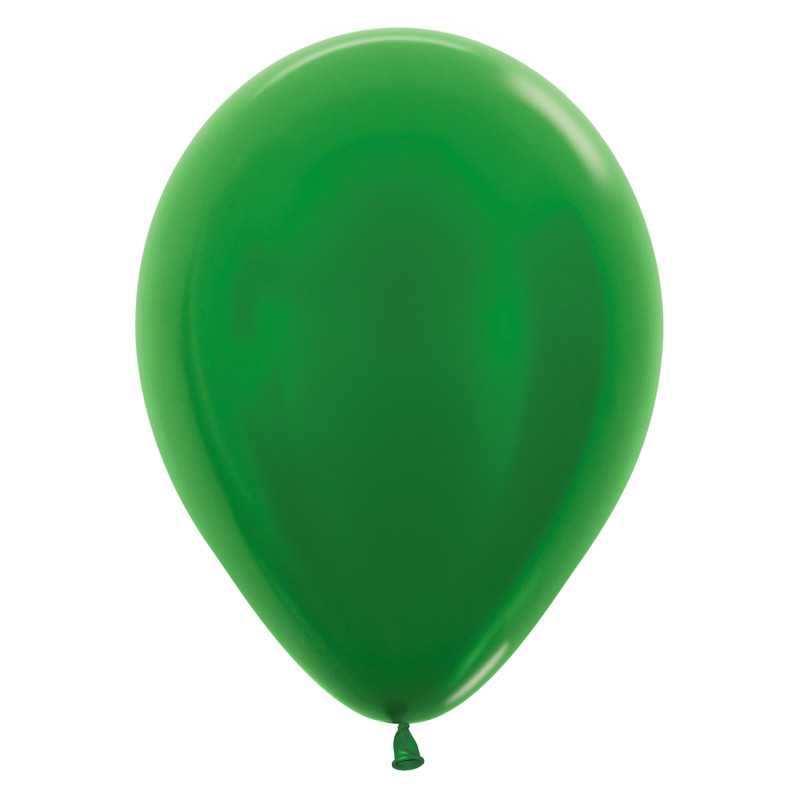 Round balloons 12" (30cm) metallic green (Metallic Green 530) – 50 Pcs