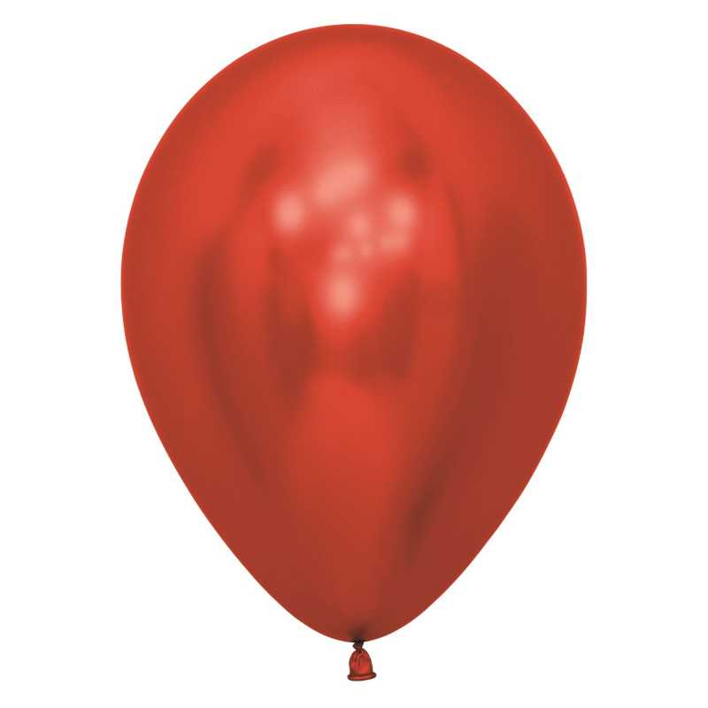 Ballons ronds 12" (30cm) rouge chromé (Reflex Red 915) – 50 Pcs