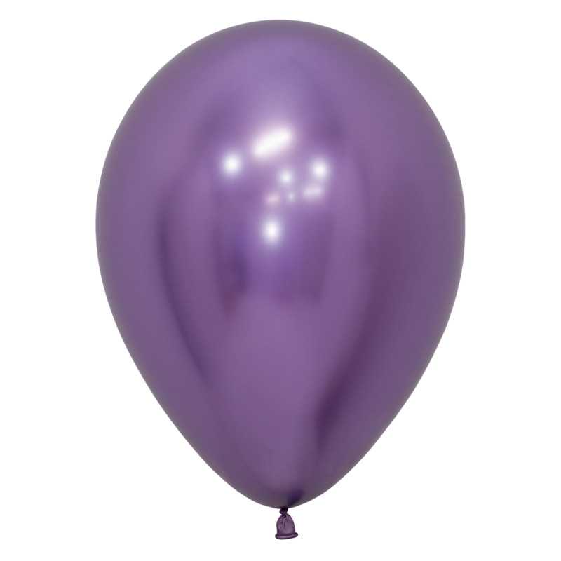 Ballons ronds 12" (30cm) violet chromé (Reflex Violet 951) – 50 Pcs