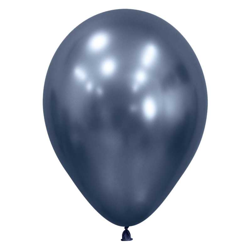 Ballons ronds 12" (30cm) bleu nuit chromé (Reflex Galaxy Blue 944) – 50 Pcs
