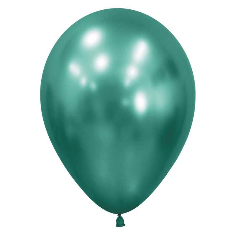 Ballons ronds 12" (30cm) vert intense chromé (Reflex Aurora Green 932) – 50 Pcs