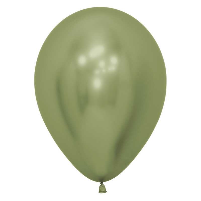 Round balloons 12" (30cm) chrome anise green (Reflex Lime Green 931) – 50 Pcs