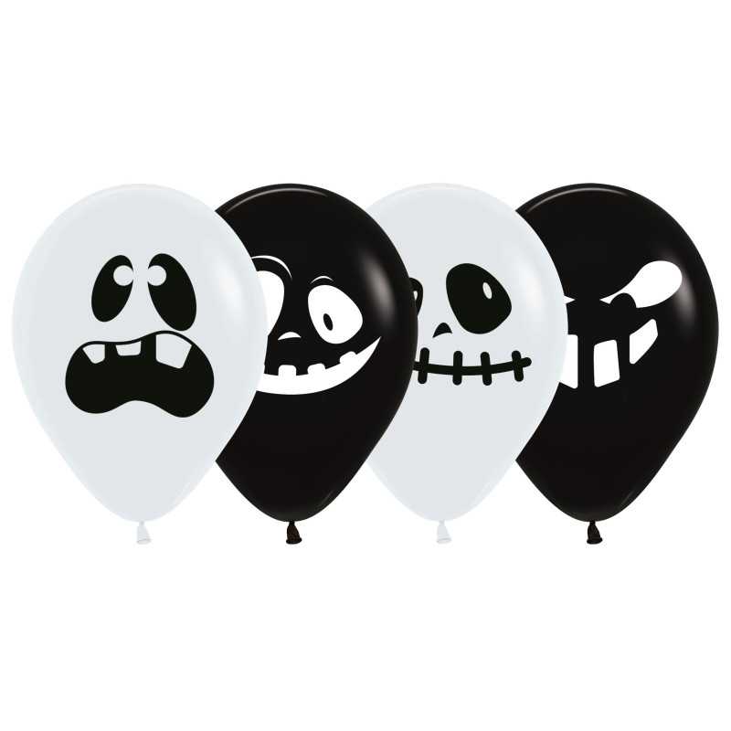 Ballons ronds 12" (30cm) imprimés Fantômes – 25 Pcs