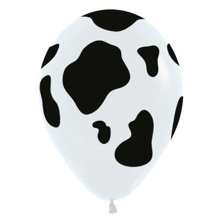 Ballons Imprimés 12 inch (30cm) Cow - White - 005  - 25 Pcs - Sempertex France