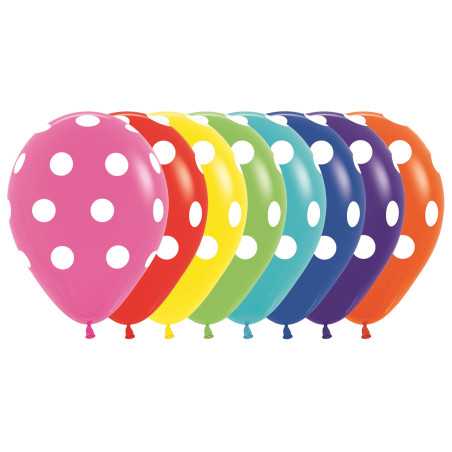 Ballons Imprimés 12 inch (30cm) Polka Dots - Assortment  - 25 Pcs - Sempertex France