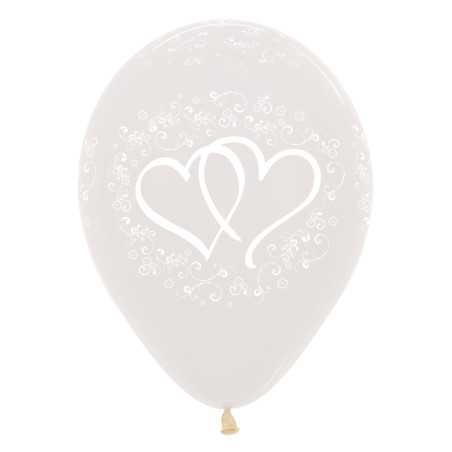 Ballons imprimés 12inch (30cm) - Coeurs entrelacés - Clear - R12HEARTS390 Sempertex France