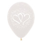 Ballons ronds 12" (30cm) imprimés Coeurs entrelacés transparent – 25 Pcs
