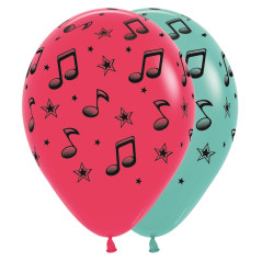 Ballons imprimés 12inch (30cm) - Notes de Musique - Sempertex France