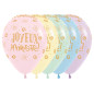 Ballons ronds 12" (30cm) imprimés Joyeux Anniversaire Pastel – 25 Pcs