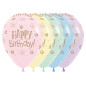 Ballons ronds 12" (30cm) imprimés Happy Birthday Sun Assortiment Pastel – 25 Pcs