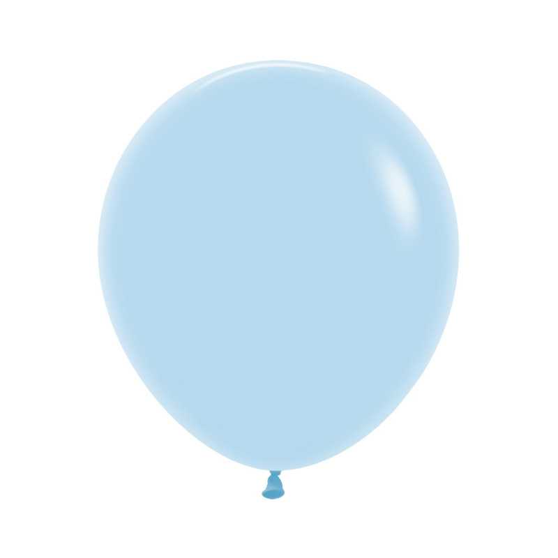 Ballons ronds 18" (40cm) bleu pastel mat (Pastel Matte Blue 640) – 25 Pcs