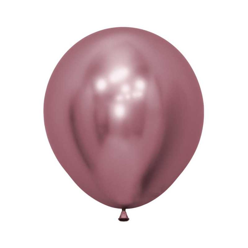 Ballons ronds 18" (40cm) rose chromé (Reflex Pink 909) – 15 Pcs