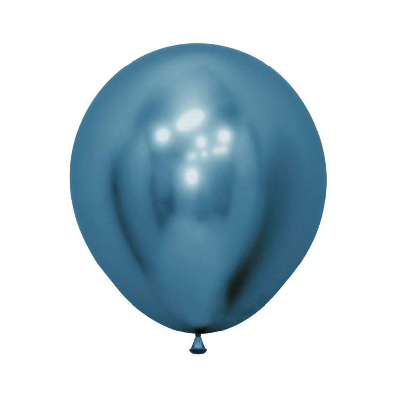 Round balloons 18" (40cm) chrome blue (Reflex Blue 940) – 15 Pcs