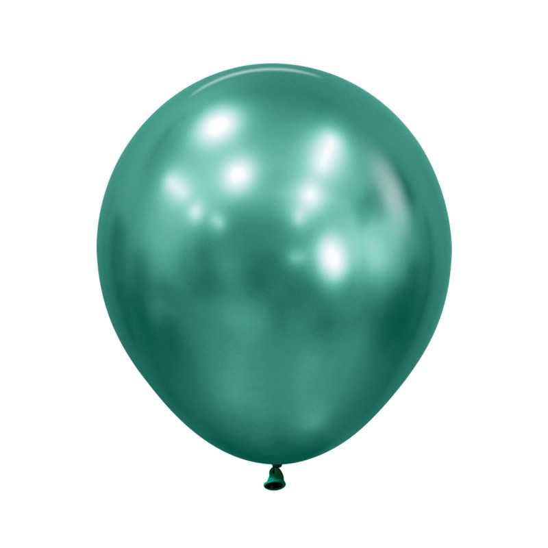 Ballons ronds 18" (40cm) vert intense chromé (Reflex Aurora Green 932) – 15 Pcs
