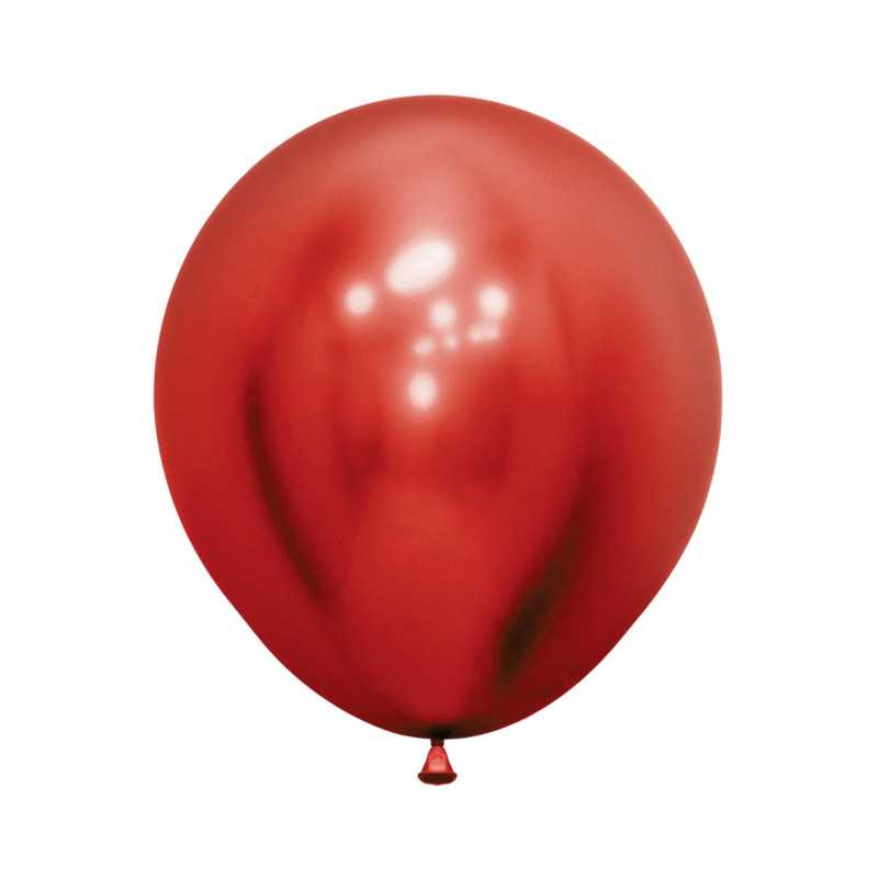 Ballons ronds 18" (40cm) rouge chromé (Reflex Red 915) – 6 Pcs