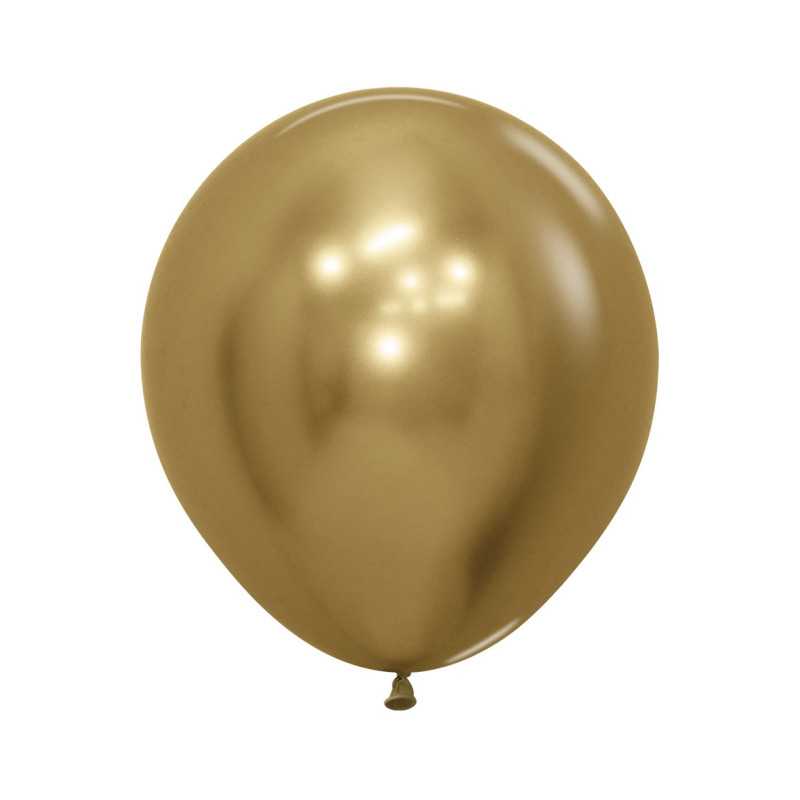 Round balloons 18" (40cm) chrome gold (Reflex Gold 970) – 15 Pcs