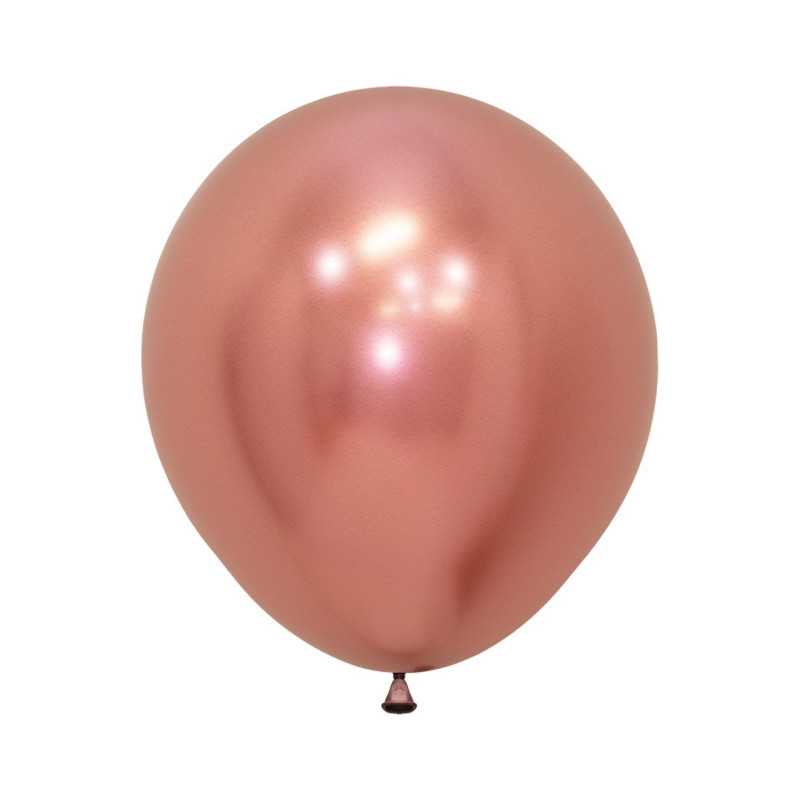 Ballons ronds 18" (40cm) or rose chromé (Reflex Rose Gold 968) – 15 Pcs