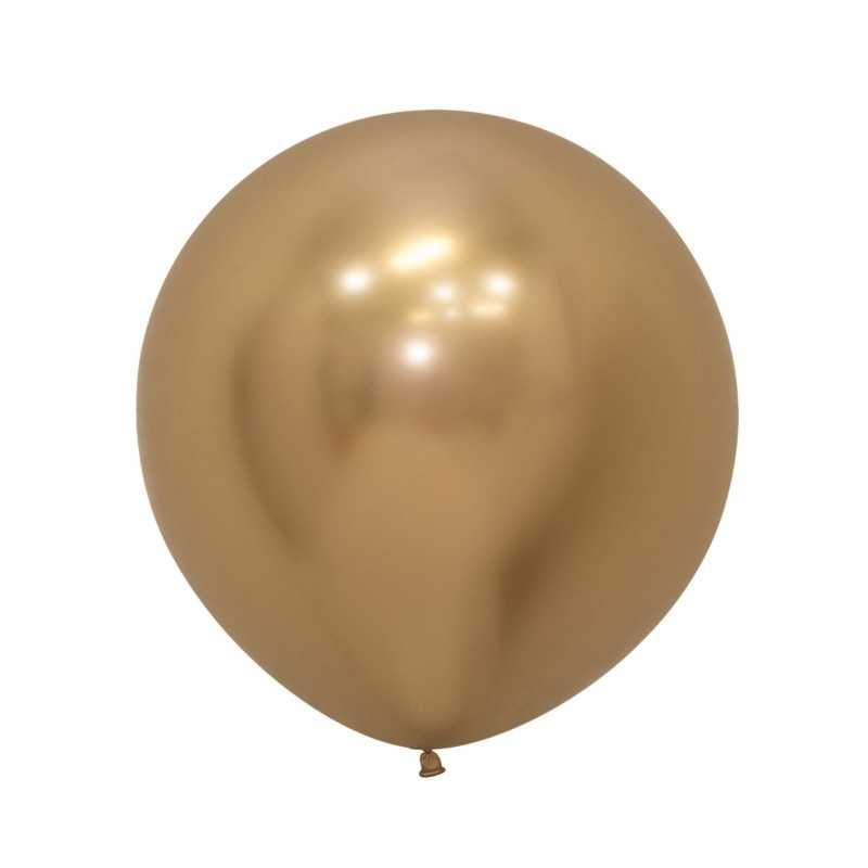 Round balloons 24" (60cm) chrome gold (Reflex Gold 970) – 3 Pcs
