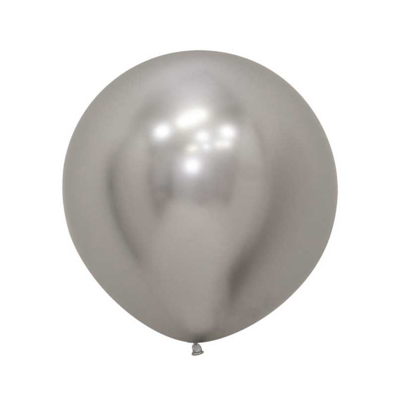 Ballons ronds 24" (60cm) argent chromé (Reflex Silver 981) – 3 Pcs